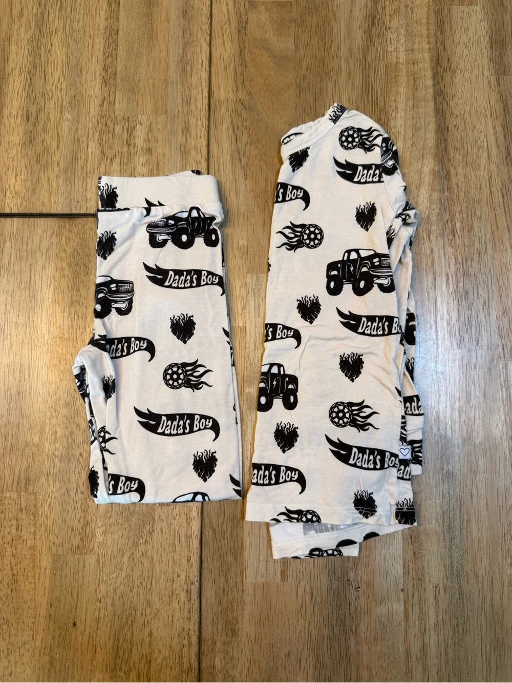 Kids White & Black 'Dad's Boy' Truck Pajama Set